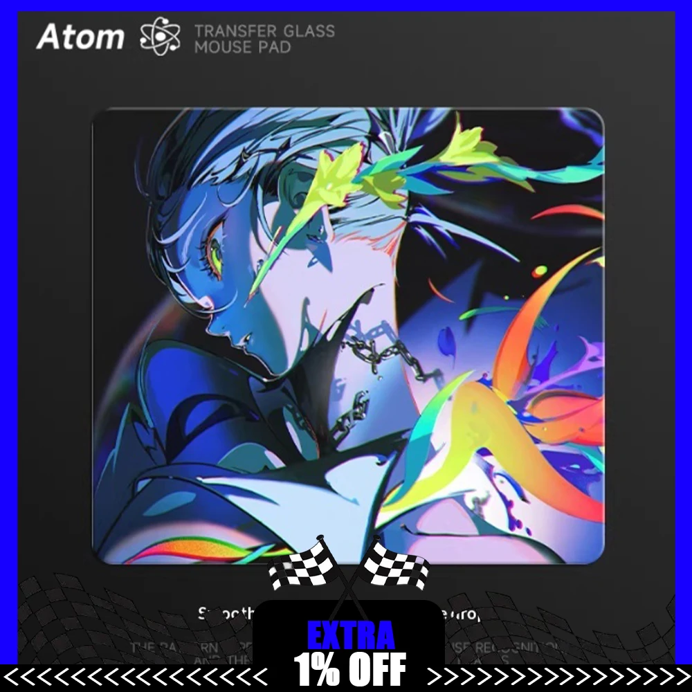 

ATOM Glass Mousepad Both Smoothness And Speed Mouse Pad Laser Engraving Forge Dirt Tolerance For APEX Valorant Pc Accessories