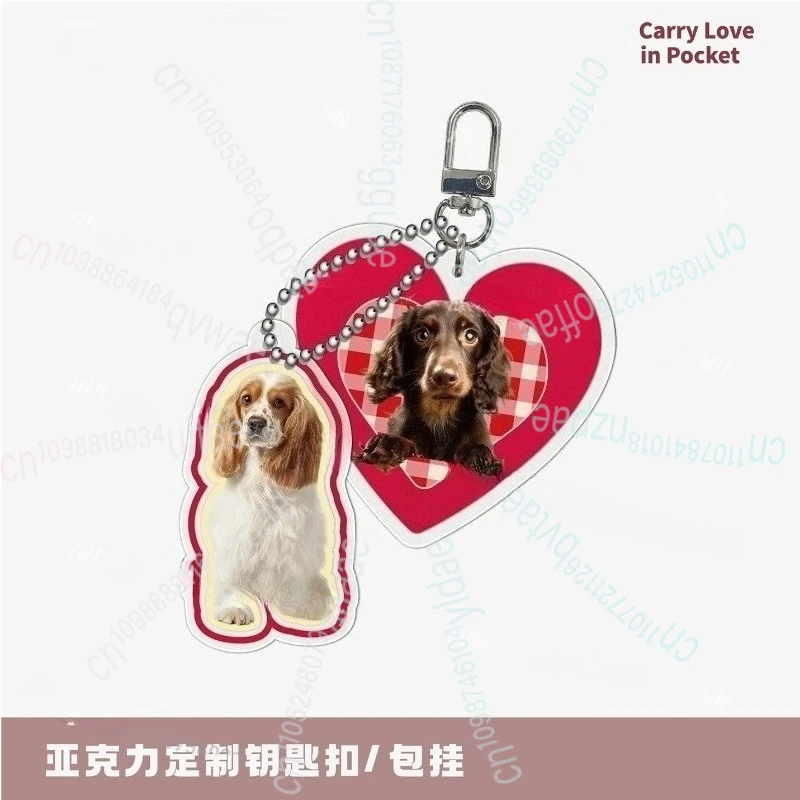 Ekskluzywna personalizacja zdjęć, akrylowy brelok z własnym zdjęciem psa lub kota do zawieszenia na torbie