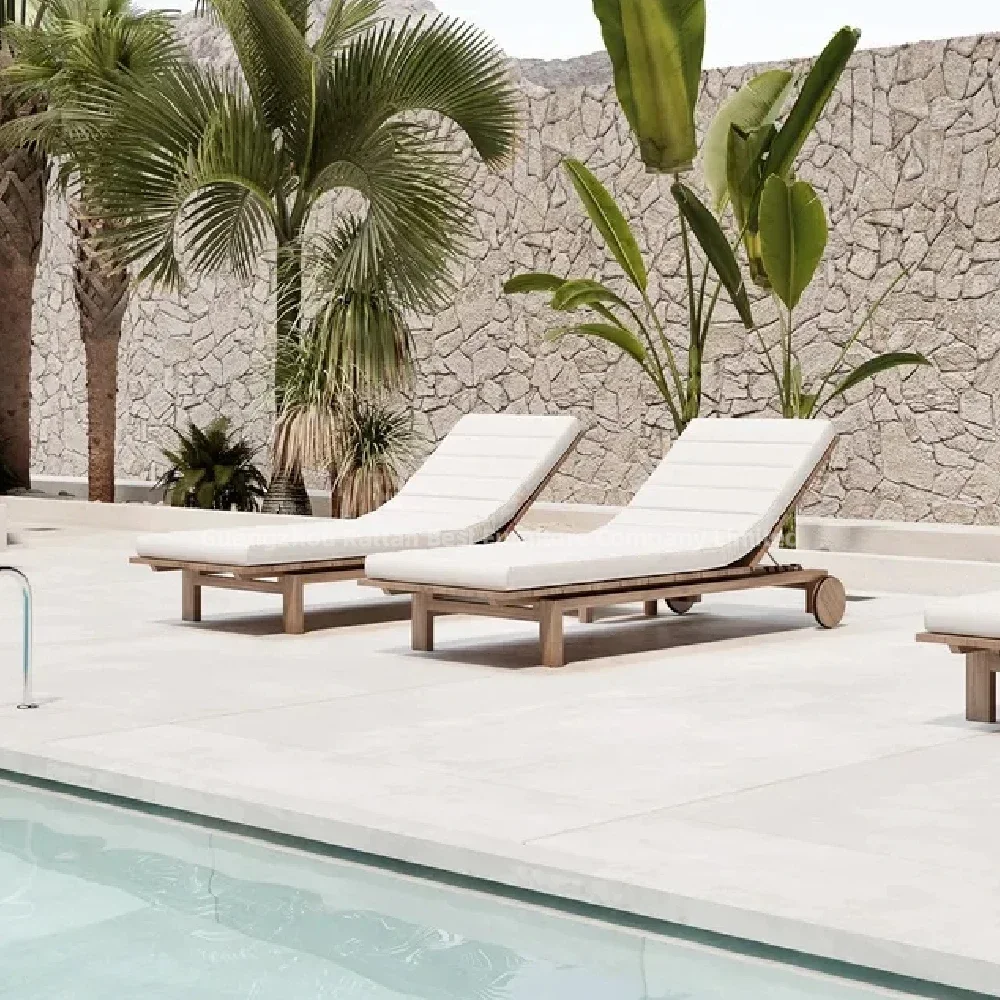 Modern Outdoor Luxury Teak Wooden Recliner Chair Stylish Outdoor Furniture