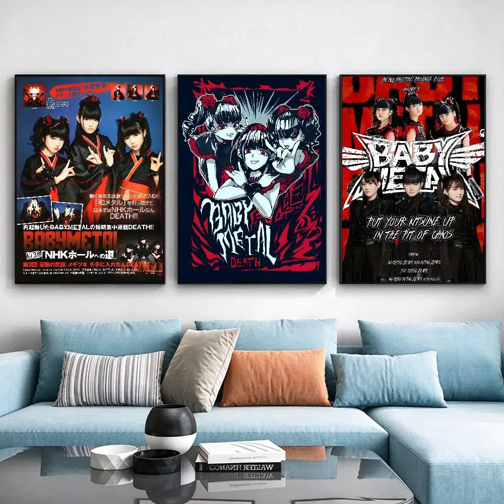 B-Babymetal Poster Waterproof Wall Art Sticker For Bar Living Room Vintage Decor High Quality Print