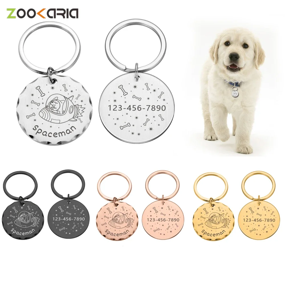 

Customized Dog Cat Collar ID Tags Personalized Space Dog Tag Engrave Name Pet Collar Anti-lost Dogs Nameplate Pets Accessories