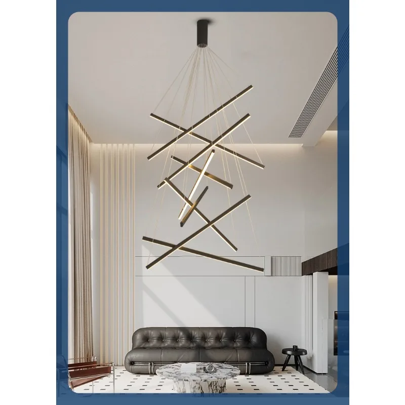 Moderno lustre de teto da escada em forma de barra led luz pingente sala estar duplex edifício highrise 90-260v lâmpada pendurada interior