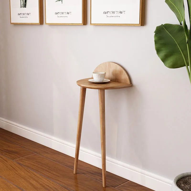 Nordic wall few solid wood bedside table modern simple entrance table corridor aisle shelf small coffee table
