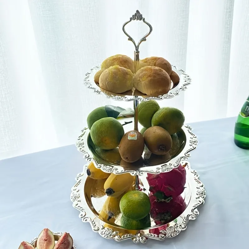 Iron Cake Stand European Multi‑Tier Iron Cake Stand 3‑Tier Dessert Dried Fruit Tray Party Display Rack