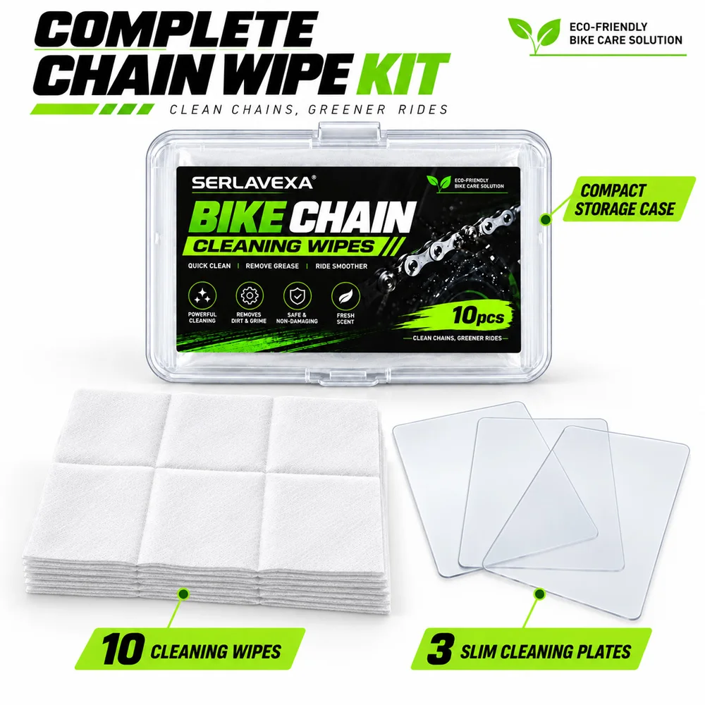 Bicycle Chain Cleaner Wipes Set with 3 Cleaning Plates 10pcs Chain Care Wipes for Road Mountain Bike Gear Drivetrain Maintenance