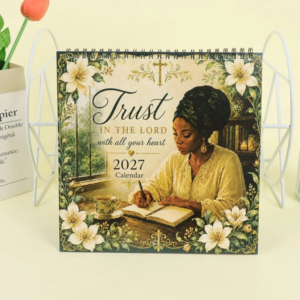 2027 Christian Inspirational Calendar, Bible Verse Faith Spiral Monthly Calendar, 8.27 Inch Square Wall & Desk Calendar, Religio