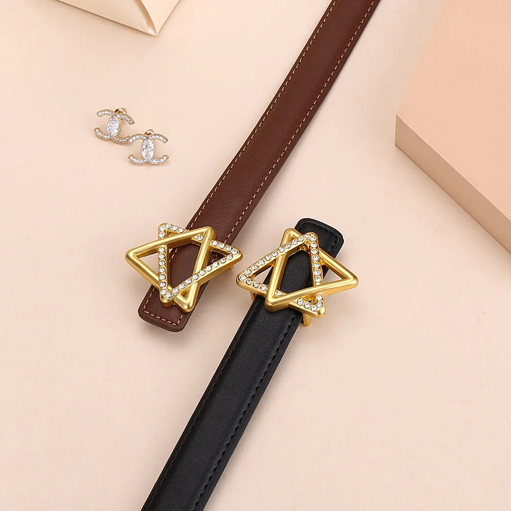 Cinturones de mujer de nueva moda con hebilla de estrella, cinturón de cuero genuino para mujer para falda de vestido, accesorios de ropa