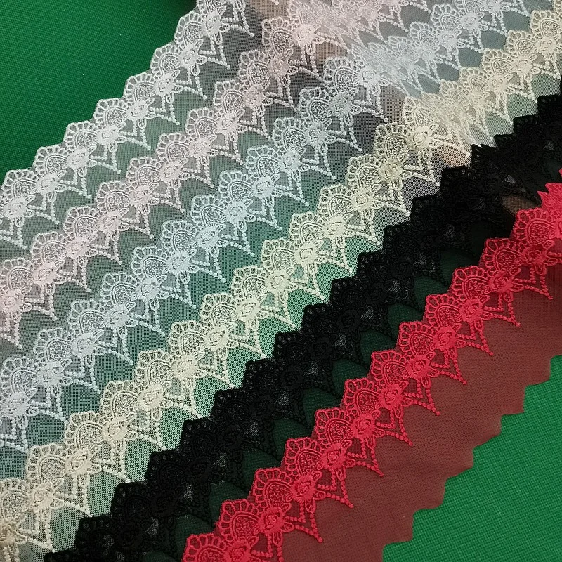 

19Y X8CM Wide, High-quality Colored Rose Artificial Silk Lace Decal Fabric Handmade Wedding Princess Dress Clothing Accessories