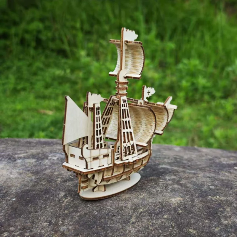 

DIY Boat 3D Three-dimensional Wooden Handmade Puzzle Assembly Pressure Relief Model Ornament Adult Toy Gift