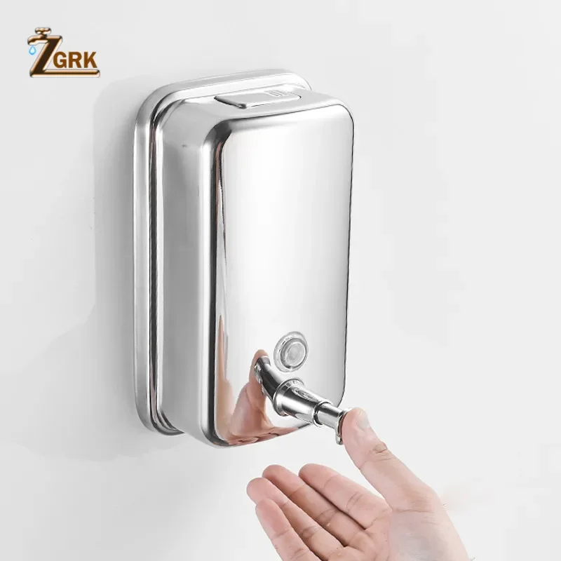 ZGRK Stainless Steel Soap Dispenser Wall Mounted Bathroom Liquid Soap Dispenser Shower Gel Shampoo Dispenser 500ML 800ML 1000ML