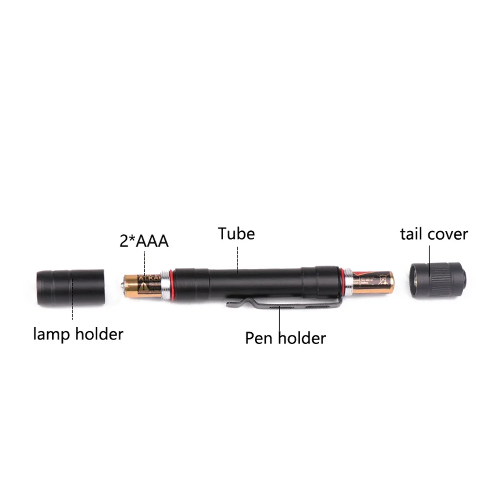 

Dual Source Pen Flashlight Black High Strength Aluminum Alloy Body White Yellow Light Settings Portable Torch Light for Hiking