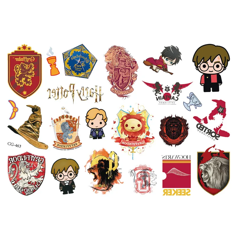 Pegatinas de tatuaje de Hogwarts, pegatina escolar mágica de Hermiones Rons de dibujos animados bonitos, decoración para fiesta de cumpleaños para