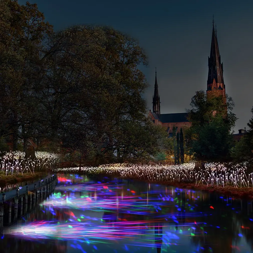 Lampu sorot Led tahan air, lampu proyektor Led berputar dengan cahaya api untuk dekorasi Festival Natal, Multi Warna + putih