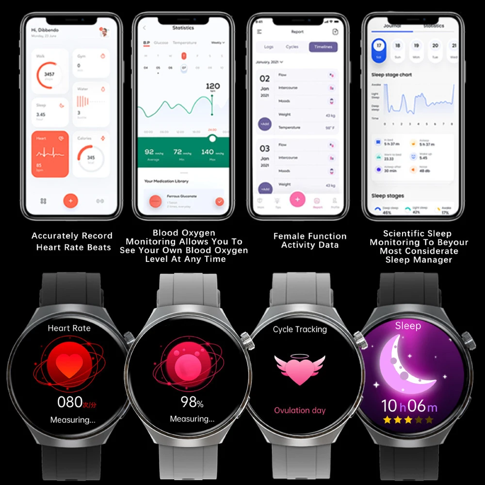 여성 남성용 스마트워치 3D 다이나믹 다이얼 24시간 건강 모니터링 스마트워치 방수 원클릭 무선 통화 AI 음성 비서