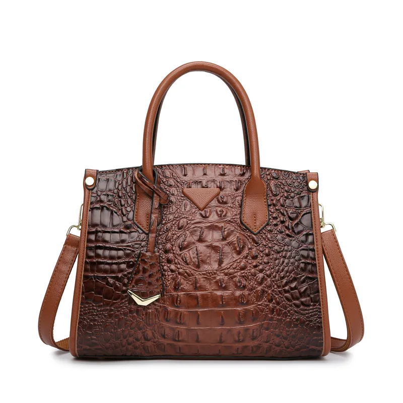 

Women's Large Top-Handle Bag Vintage Crocodile Designer Shoulder Bag Quality Leather Crossbody Bag Messenger Commuter Sac A Main