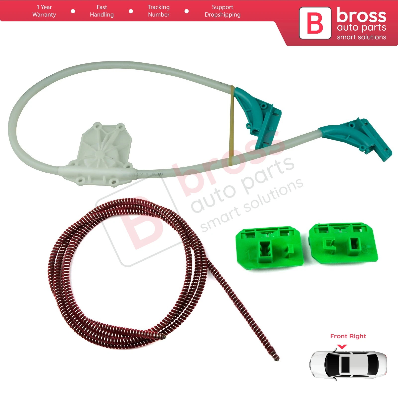 BWR5098 Electric Window Regulator Repair Kit Right for Renault Trucks Premium Kerax Midlum DAF LF 45 55 Volvo FL II FE 1400754