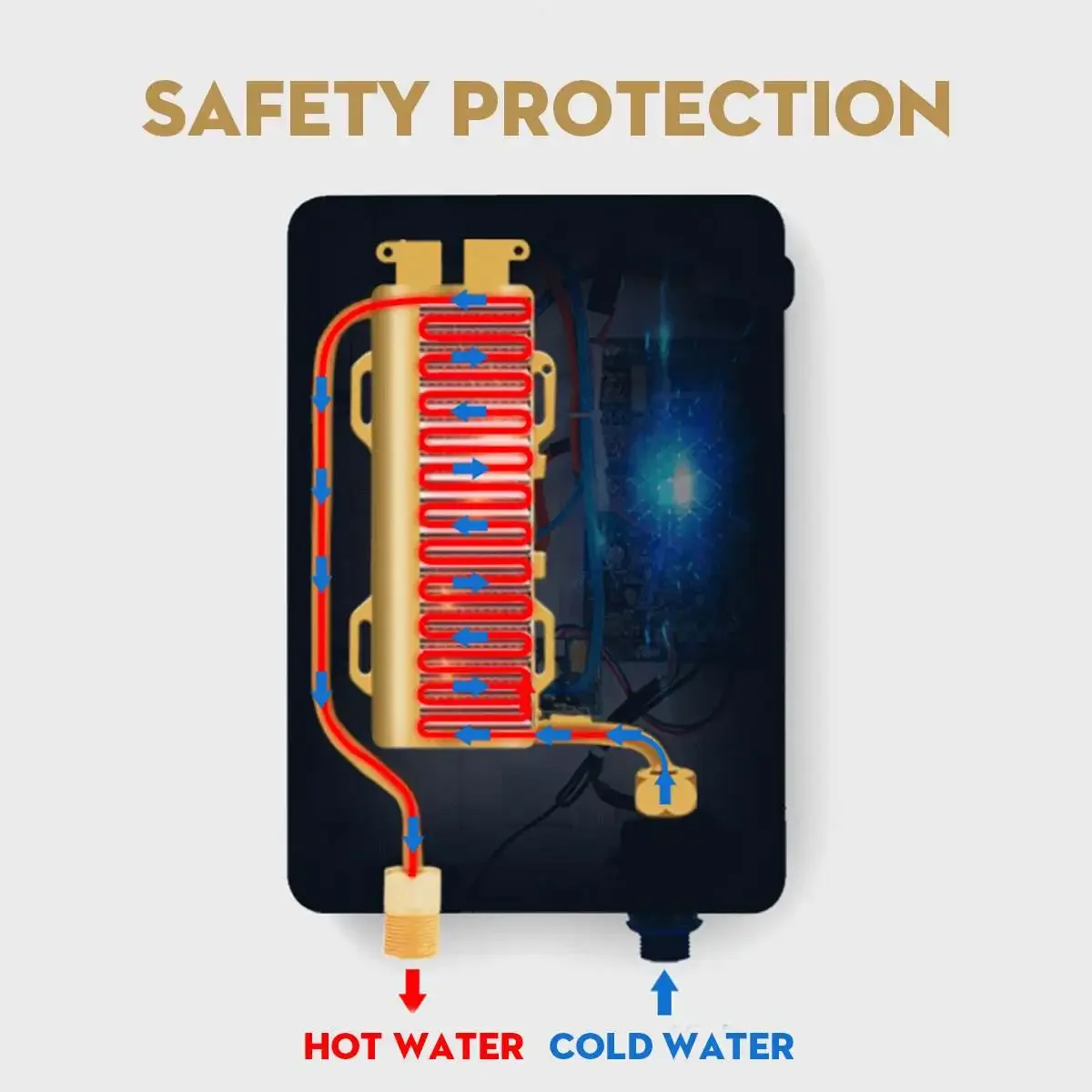 6000W Smart Electric Water Heater Remote Control Instantaneous Tankless Water Heater Kitchen Bathroom Shower Water Fast Heating