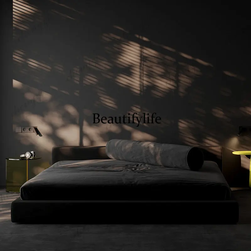 Heavy Black Double Bed Couples Style Australia Metal Floating Double Bed Modern Wooden Frame Cama Matrimonial Furniture Home