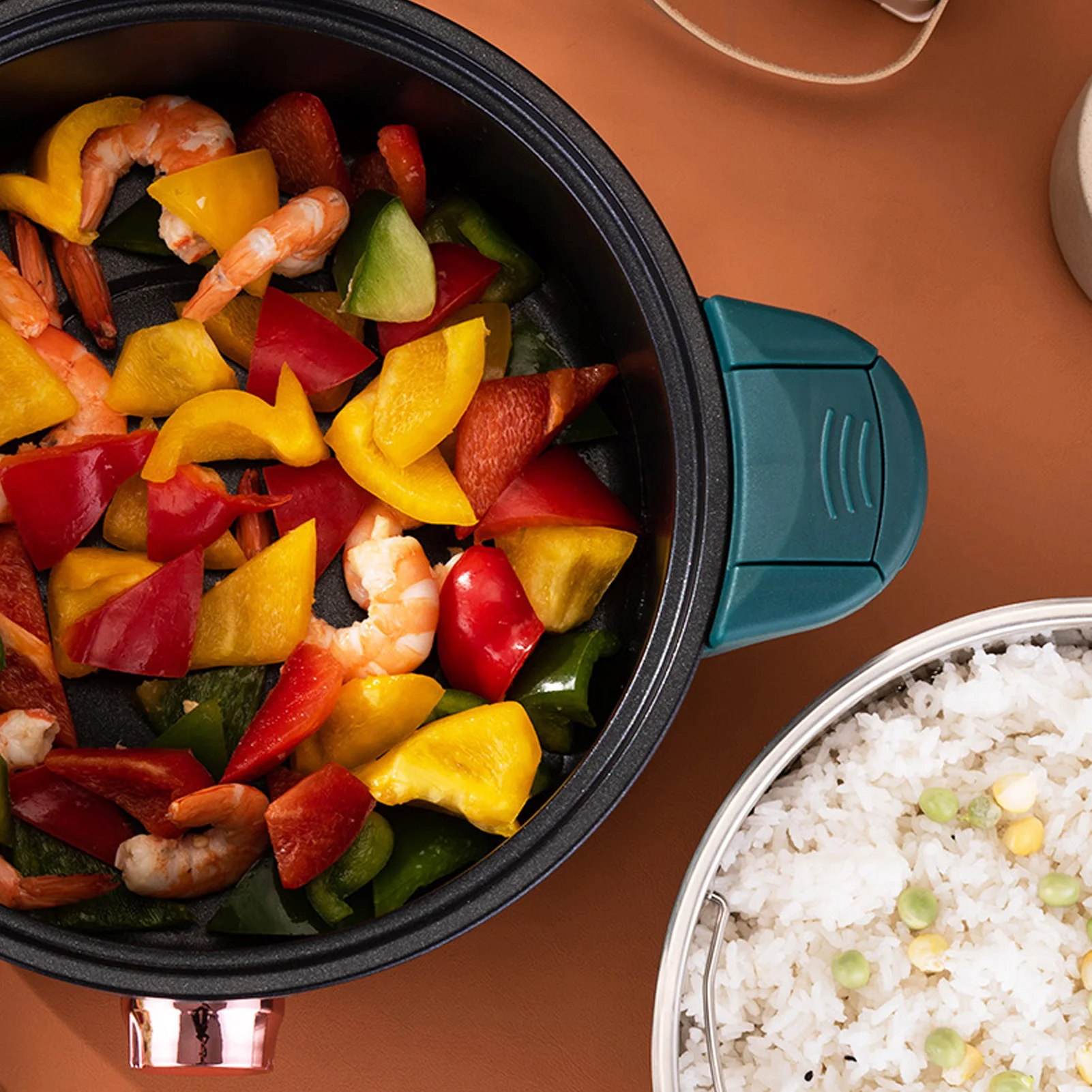 1000W Micro Pressure Cooker Multi Function Electric Non Stick Cooking Pot with Steaming Basket Anti Dry Burning 4L