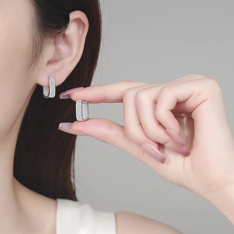 D Color Moissanite Hoop Earrings in 925 Sterling Silver