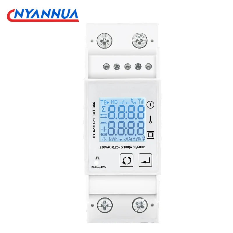 100A Multifunctional Single-Phase Energy Meter 230V With RS485 MODBUS Pulse Output 1000imp/Kwh For Solar PV Energy Meter SCADA