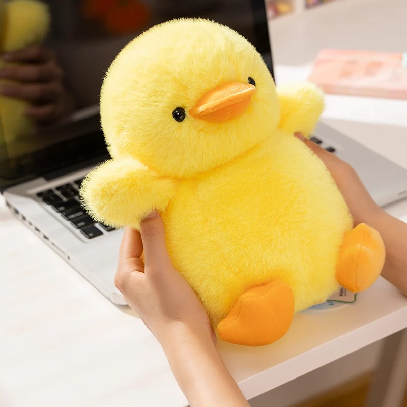 Juguetes de peluche de pato amarillo de simulación, almohada de ganso de dibujos animados de Animal de peluche suave, lindo pelo esponjoso, regalos de decoración de habitación Kawaii, 25-32cm, 1PC