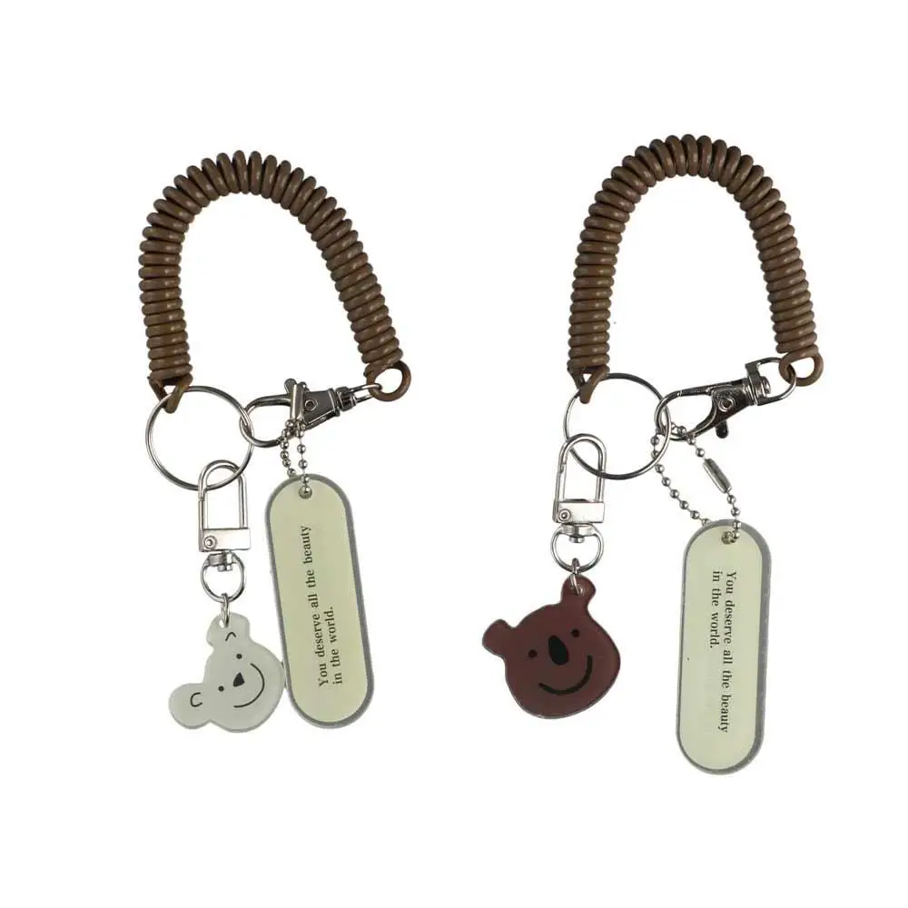 

Unique Cartoon Bear Spring Coil Key Chain Key Holder Acrylic Cartoon Lanyard Korean Style Key Ring Ornaments Girls