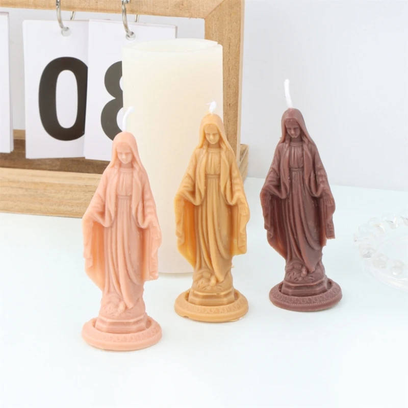 Silicone Mold Standing Virgin Maria Statue Epoxy Resin Mould for DIY Art