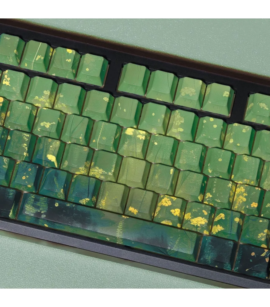 Keycap Korean Russian European small language green magnetic axis double engraving light transmission Pbt original full set
