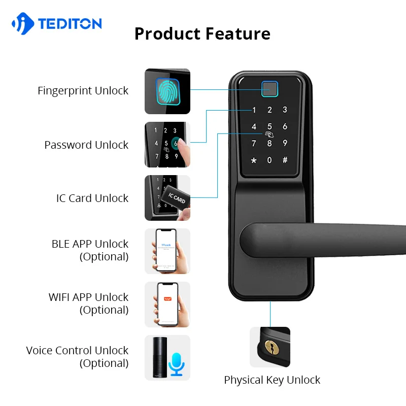 2028Tuya fingerprint casa fechadura eletronica home cerradura inteligente waterproof smart door lock