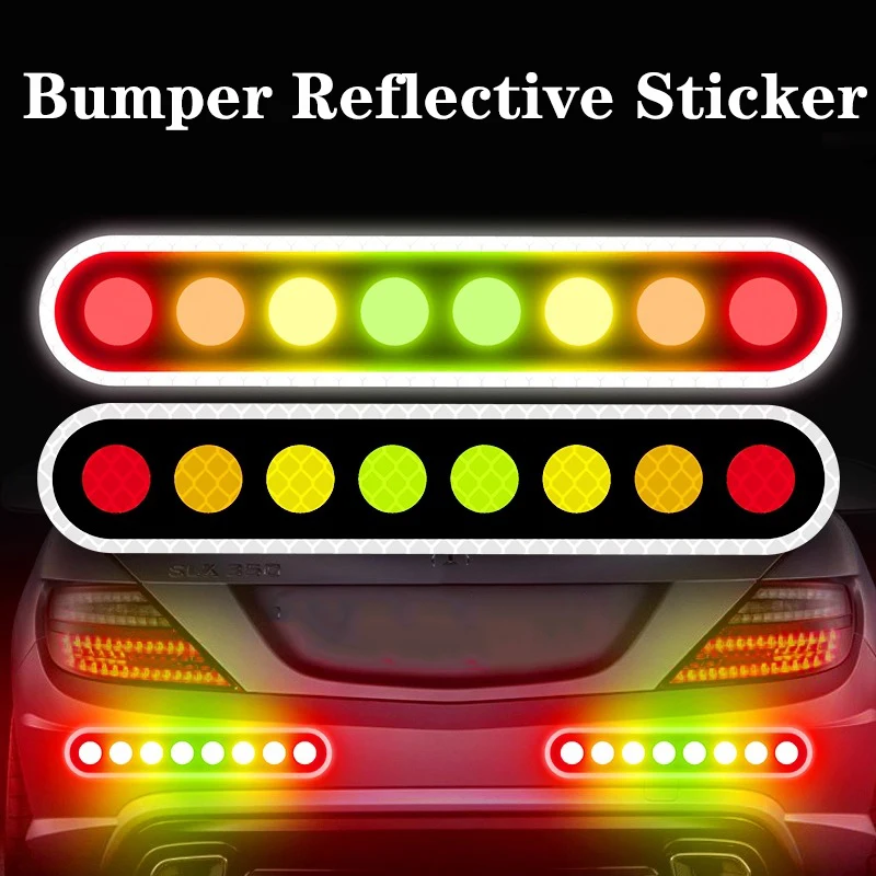 

2PCS Colorful Small Circle Reflective Strips Glow in Dark Reflective Car Stickers Anti-Scratch Bumper Protector Vinyl Decals