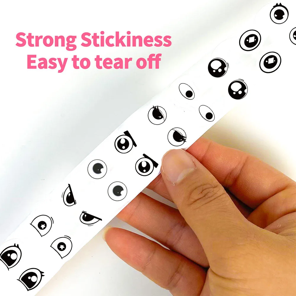 500Pcs/roll Kawaii Small Expression Eyes Cartoon Stickers Cute Gaze Phone Cafe Aesthetic Streetwear Graffiti Bicycle Sticker image 5