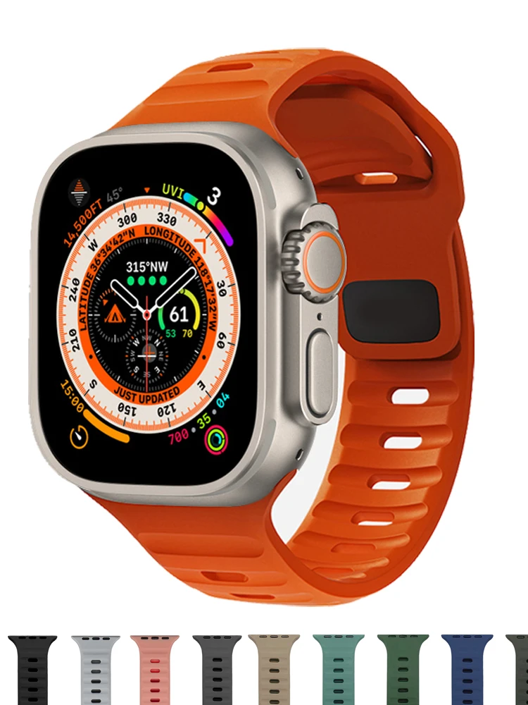 Cinturino in Silicone morbido per cinturino Apple Watch Ultra 49mm 44mm 45mm 42mm 41mm 42mm 38mm cinturino sportivo iwatch Serise 8 7 6 5 bracciale