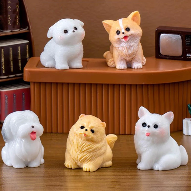 Mini Resin Dog Statue Model Cute Cartoon Animal Corgi Model Toys Micro Landscape Decoration For Home Desktop Ornaments Gifts New