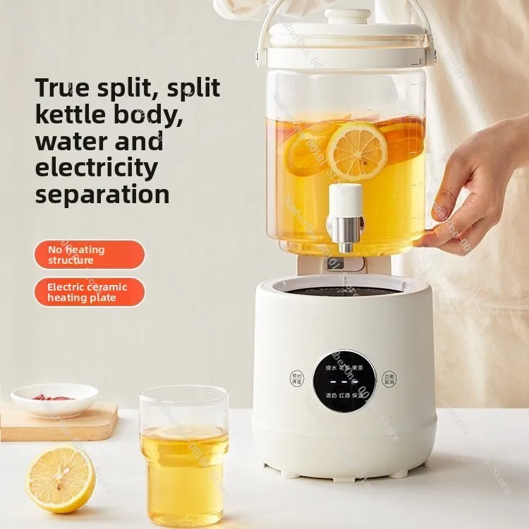 Full Glass Health Pot with Tap Large Capacity Mulled Wine Flower Tea Electric Heating Kettle