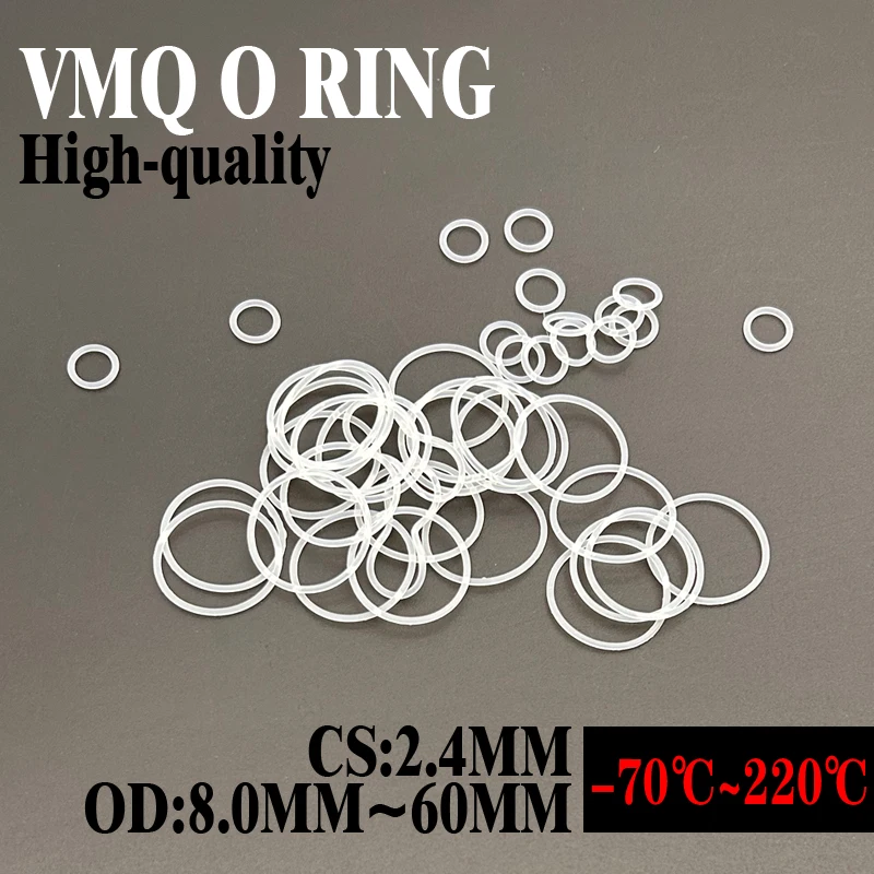 

10/50pcs VMQ White Silicone Ring Gasket CS 2.4mm OD 8~60mm Food Grade Waterproof Washer Rubber Insulate o-ring rubber ring