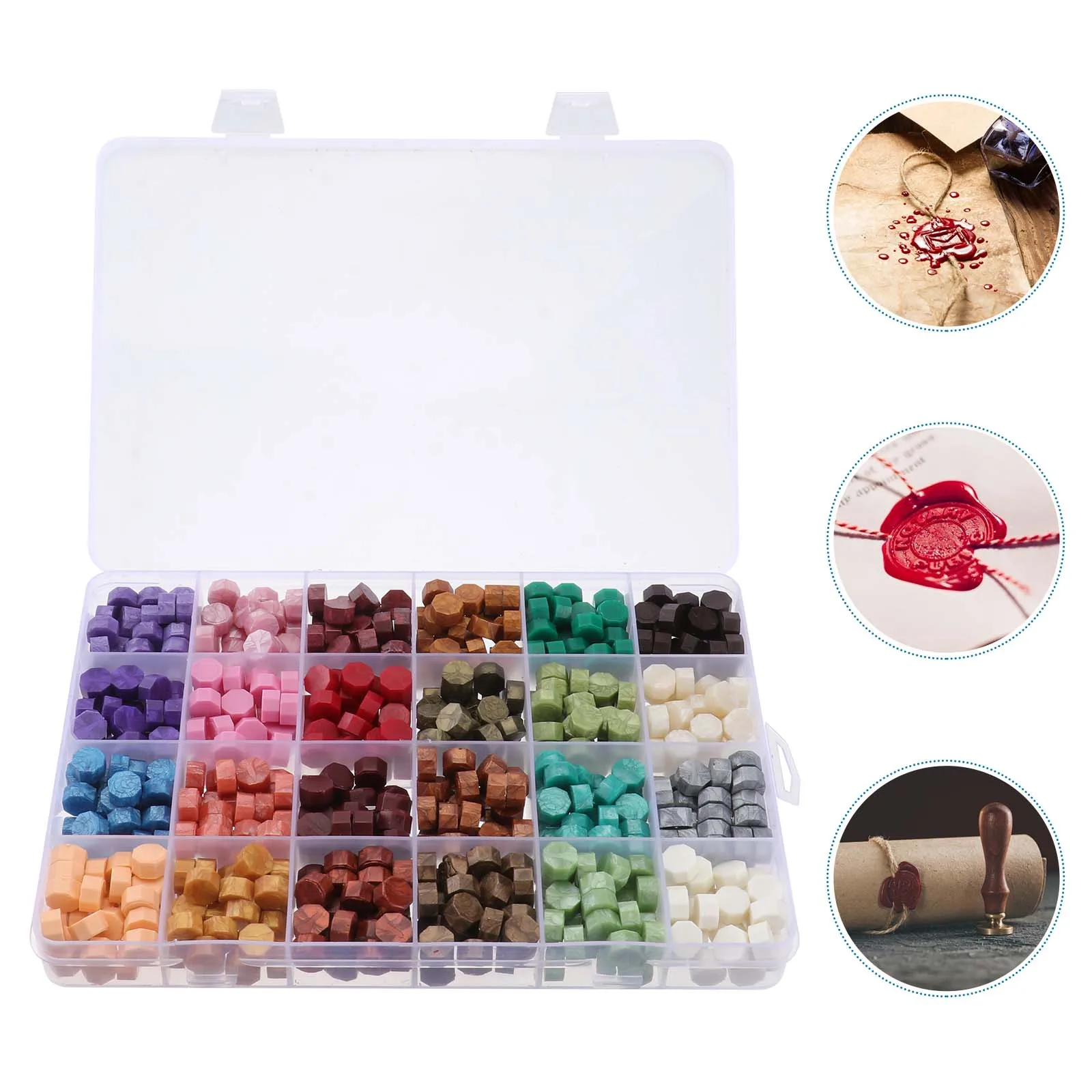 

600Pcs Fire Wax Seal Beads Octagon Retro Vintage Sealing Wax Tablet for Envelopes Invitations Cards Wedding Decoration