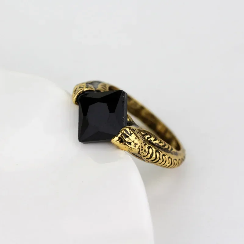 Anillo de la serie Harry Horcrux negro, Cosplay, alfareros de piedra de Resurrección, anillos de diamante, cristal Vintage, regalos para niños