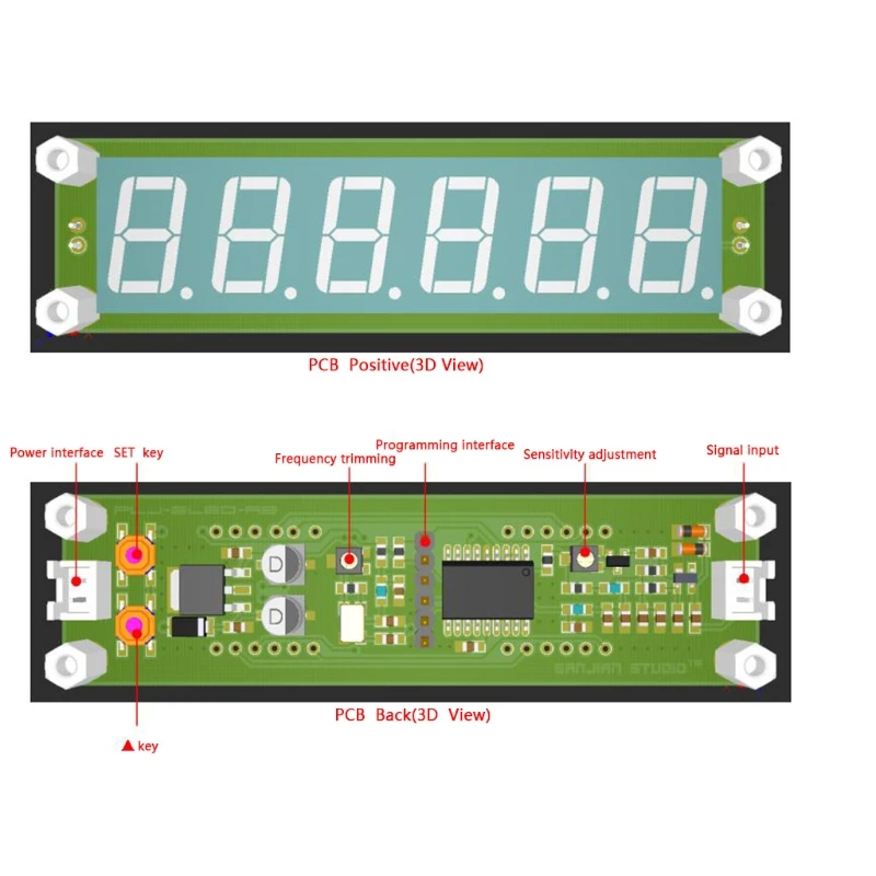 Red Green Blue 0.1 to 65MHz RF Signal Frequency Counter DC 8V~15V with LED Display Digital Cymometer Meter Tester