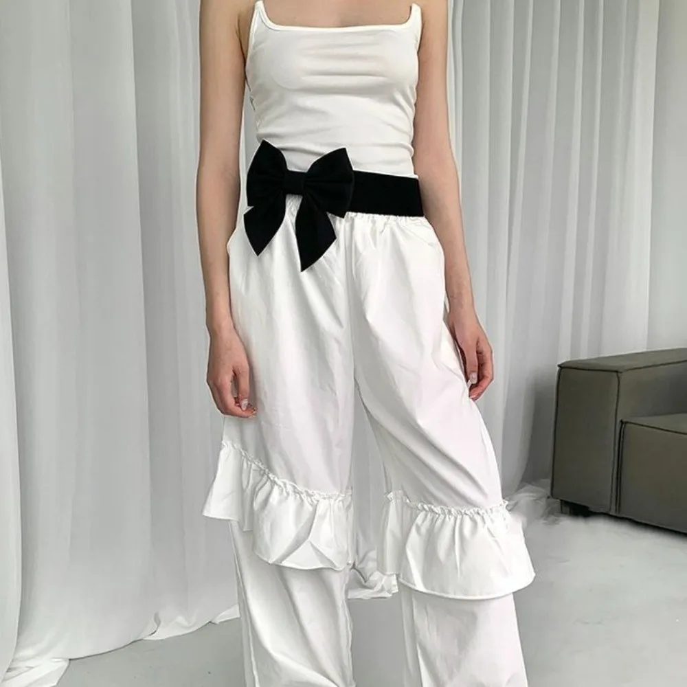 แฟชั่นยืดหยุ่นขนาดใหญ่โบว์เข็มขัดผ้าหวานเข็มขัดกว้าง Elegant Soft ชุดราตรีเข็มขัดกางเกงตกแต่ง