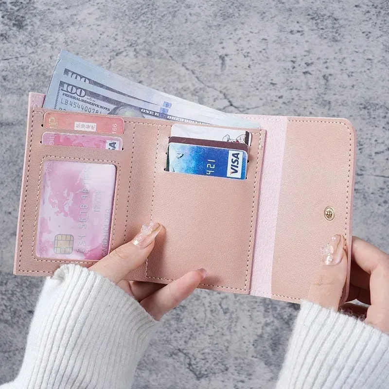 Fashion Ultra Thin Triple Fold Women's Short Wallet, Smooth Surface Multi-Card Holder Mini Coin Purse Ideal Daily Gift for Women view 3