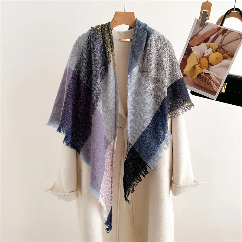 2024 Cashmere Imitation Shawl Autumn Winter Warm Unisex Long Wraps Triangular Scarf Fashion Tassel Scarves Men Women Neckerchief