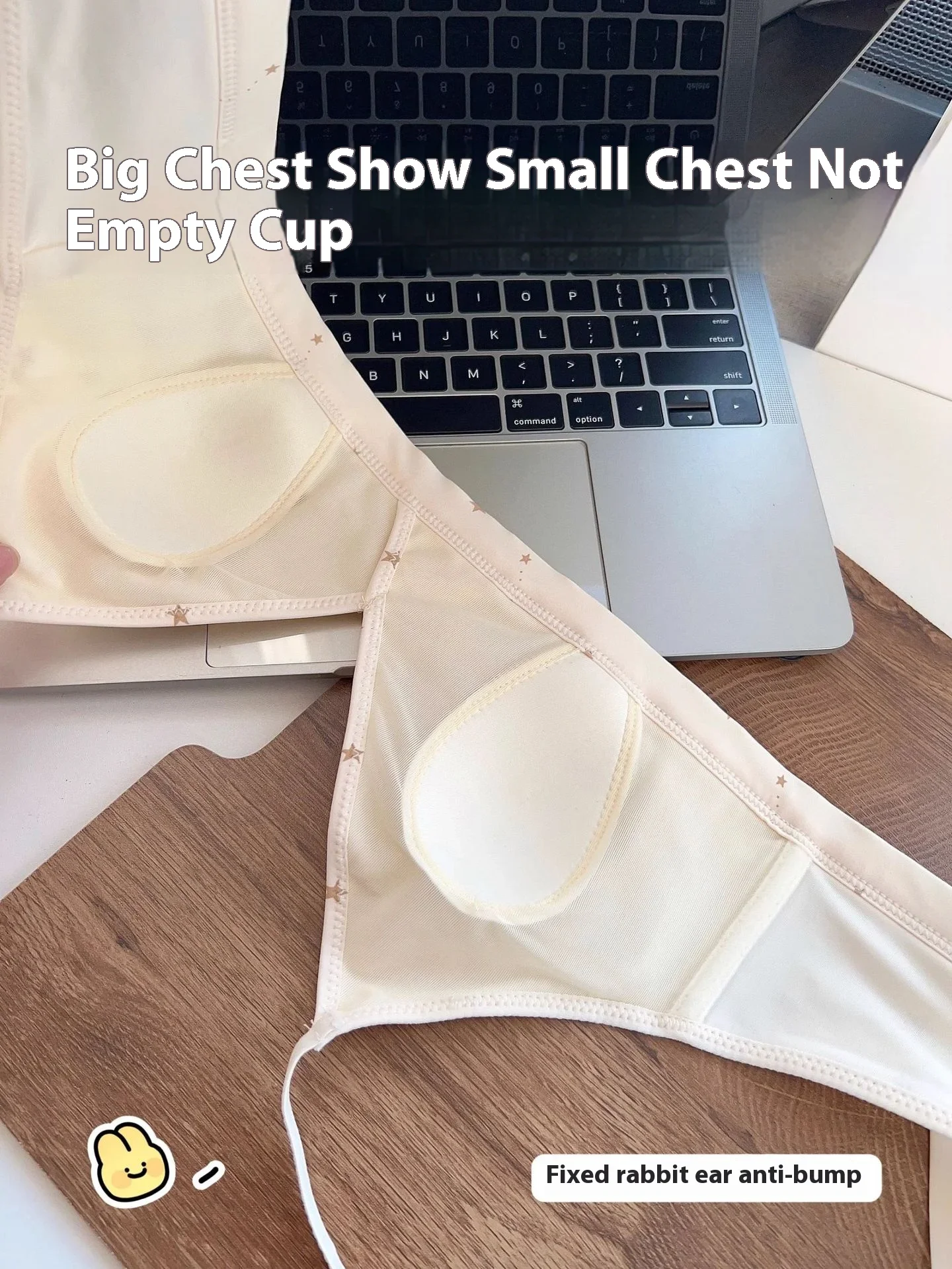 Thin Section of the French Triangle Cup Underwear Small Breasts Gathered Anti-Sagging Without Steel Ring Rabbit Ears Girls Bra