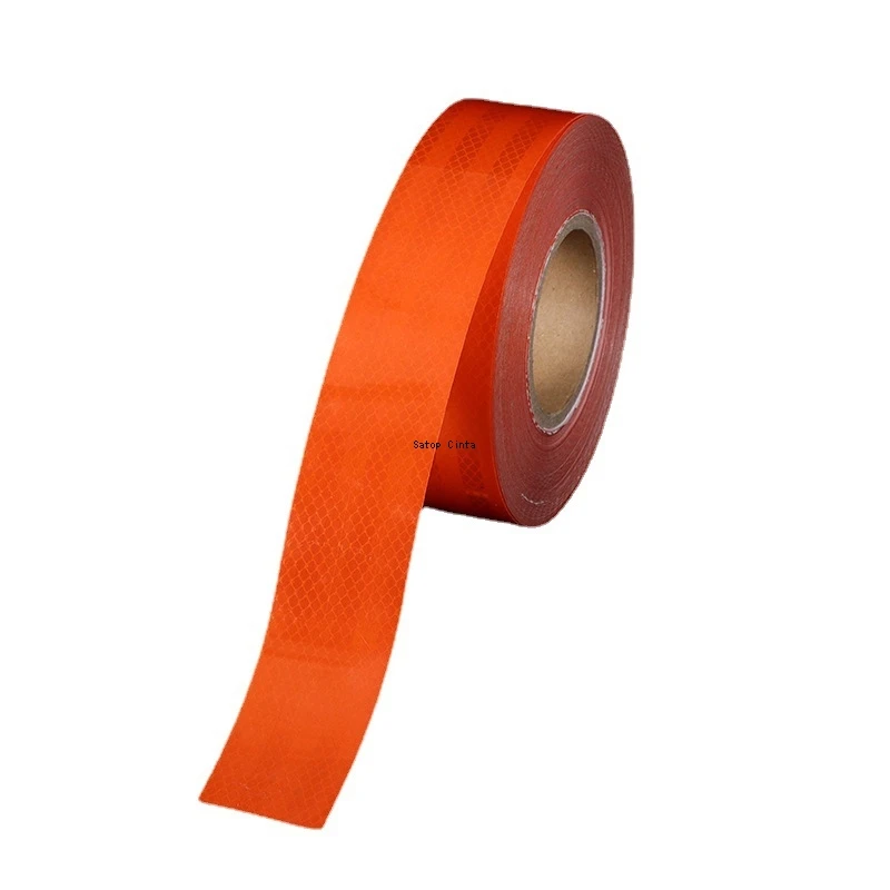 5cm*5m Orange Reflective Adhesive Tape High Visibility PET Micro Prismatic Waterproof Strips Conspicuity Safety Warning Sticker