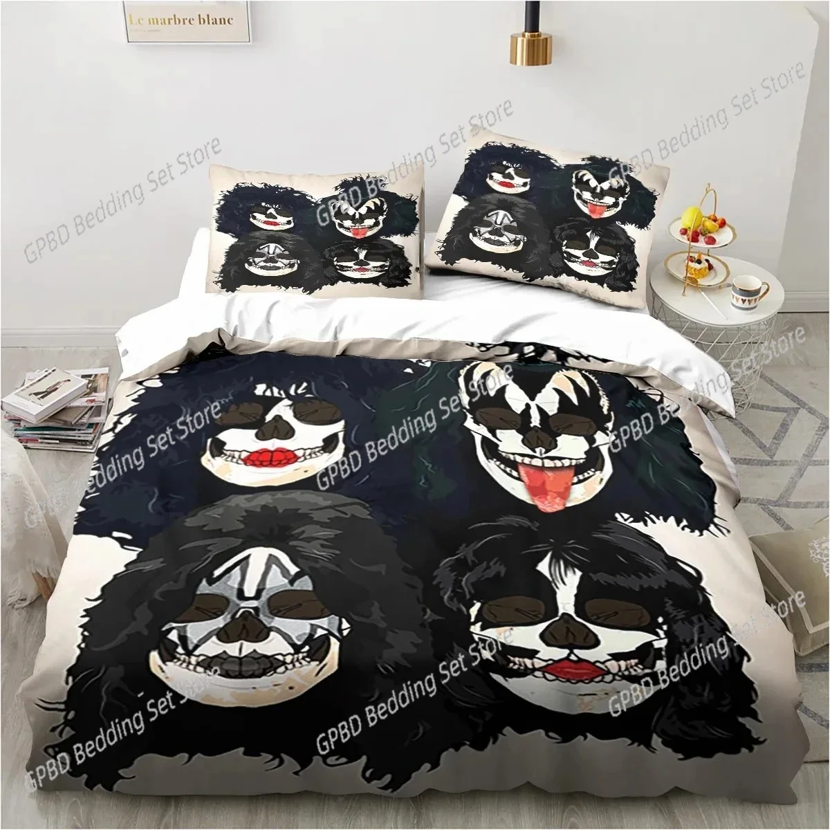 3D Print Rock Band KISS Band 3D Bedding Set Duvet Cover Pillowcases Single Twin Full Queen King Size Home Decor Quilt Boys Gift