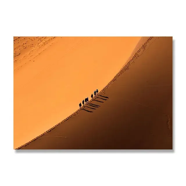 Camel Tells the Herdsman a Secret – Sahara Desert Morocco Landscape Frameless Canvas for Living Room Wall Decor