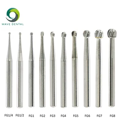 PRIMA-FG High Speed Wave Dental Burs para alta velocidade Handpieces, impressoras redondas, carboneto de tungstênio Bur, 19mm, 5pcs