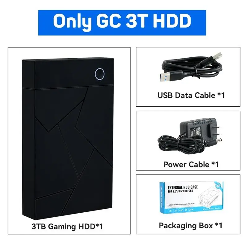 To 3TB Portable Gaming HDD LaunchBox/Retrobat/Playnite Retro Game Console with 17300+ AAA/3D/Retro Games for