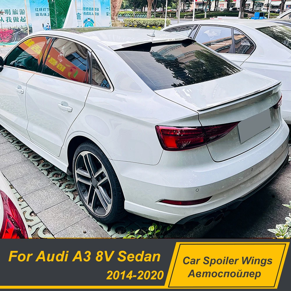 

For Audi A3 8V Sedan 2014-2020 Rear Window Roof Car Spoiler Wings Glossy Black Carbon Printing ABS Exterior Accessories Parts