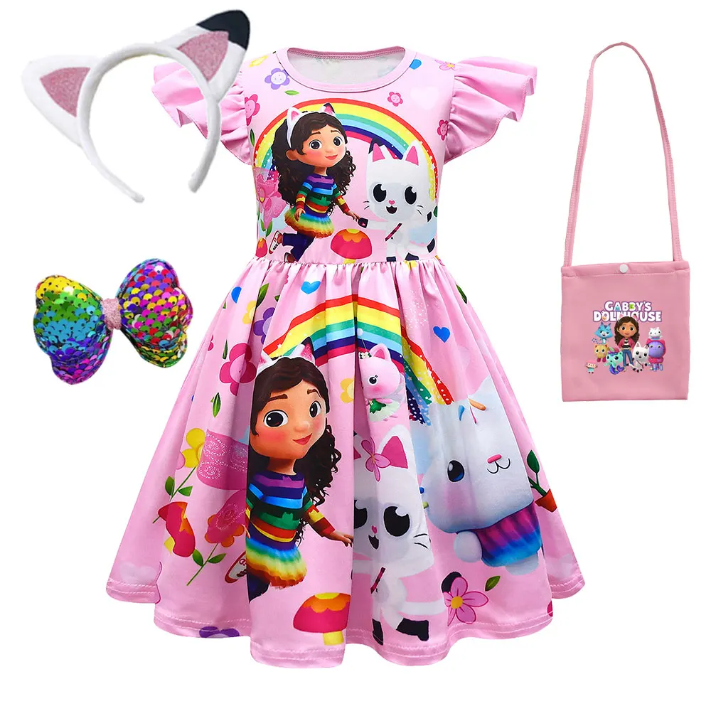 فستان للفتيات الصغيرات فساتين بيت الدمى من غابي الأميرة غابي كات لحفلات أعياد ميلاد الأطفال للفتيات الصغيرات